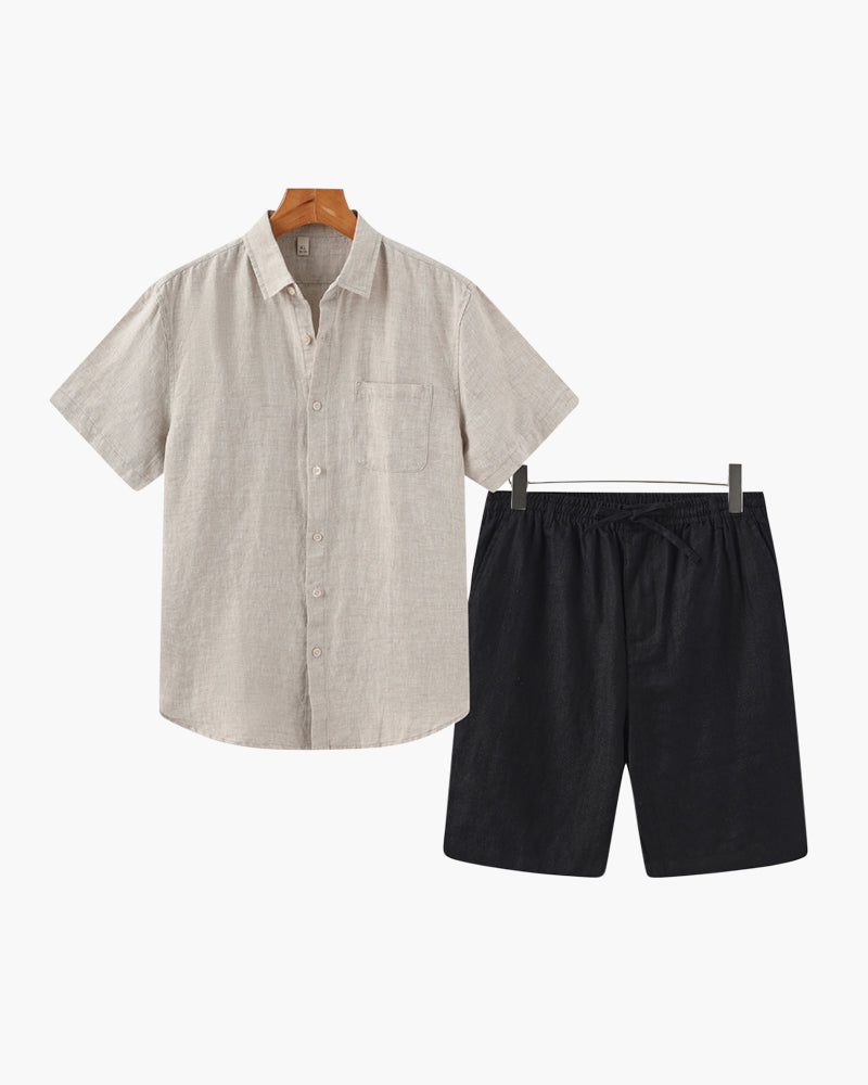 Completo in lino Old Money (pantaloncini)