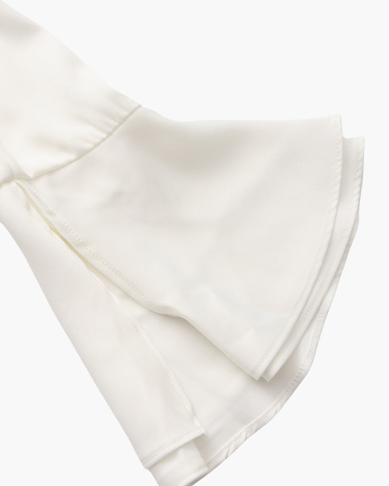 Vestito Midi con Volant e Bottoni Perla
