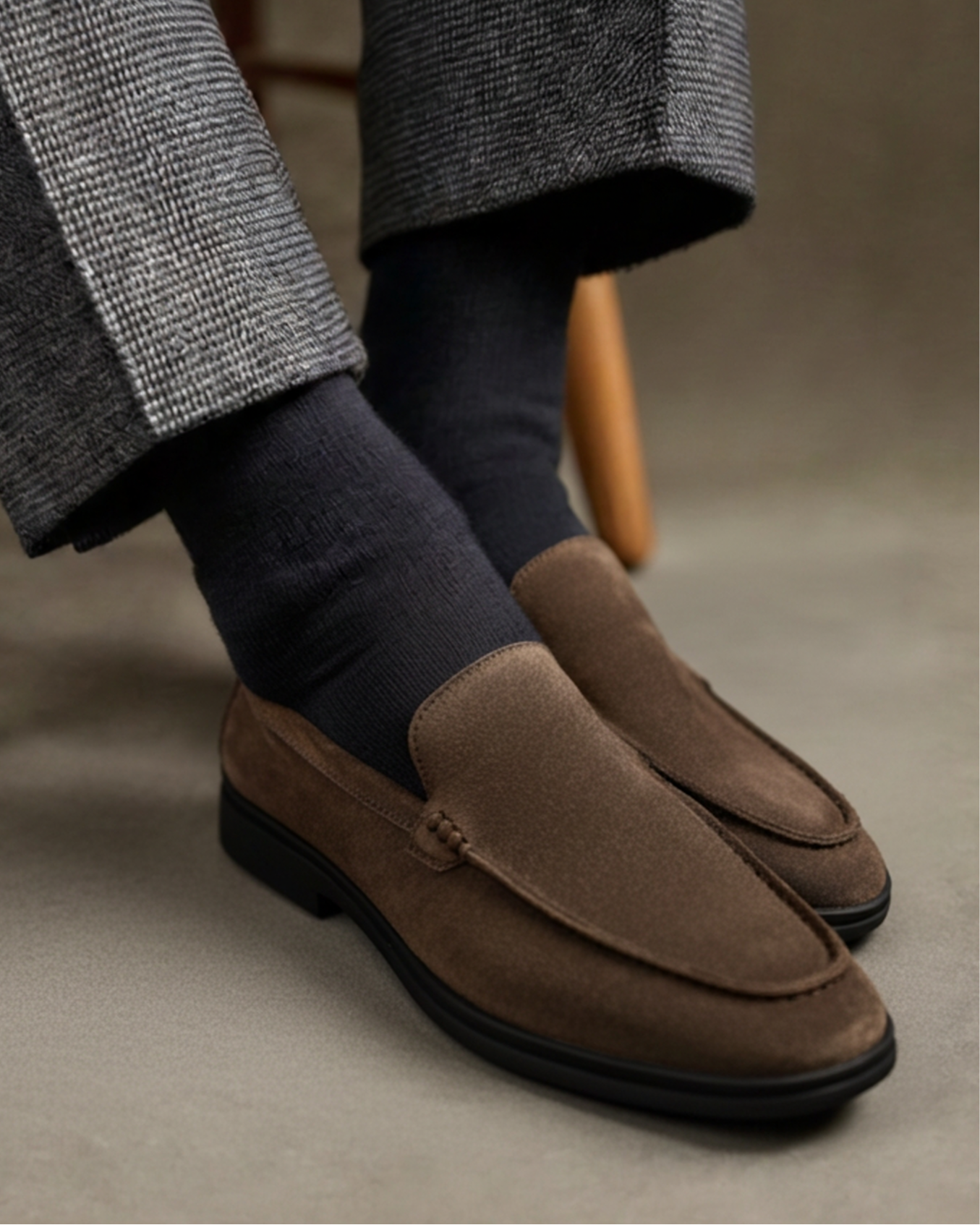 Mocassini in camoscio premium - Suola nera